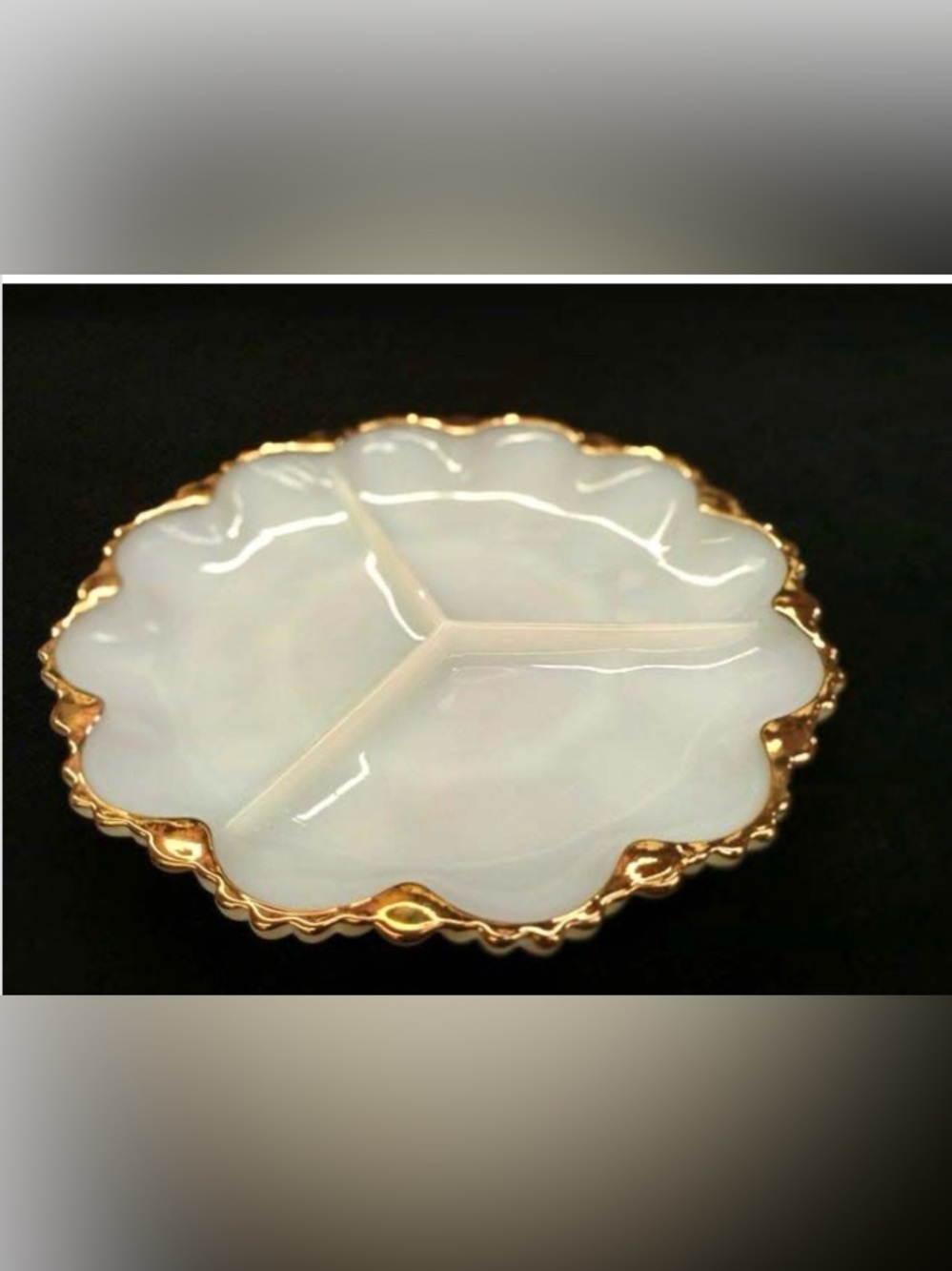 White and Gold Divided Porcelain Server - Elegant Serving Tray